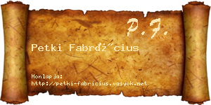 Petki Fabrícius névjegykártya